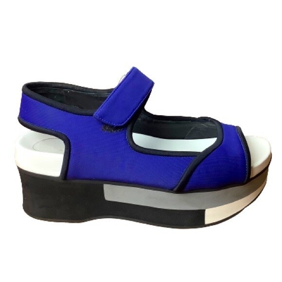 Marni Blue Color Block Neoprene Sandals Summer Bright Travel Comfortable Size 6 - Picture 3 of 12